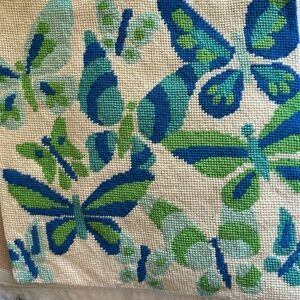 Vintage Butterfly Cross Stitch Embroidery  Flowers (Unframed)